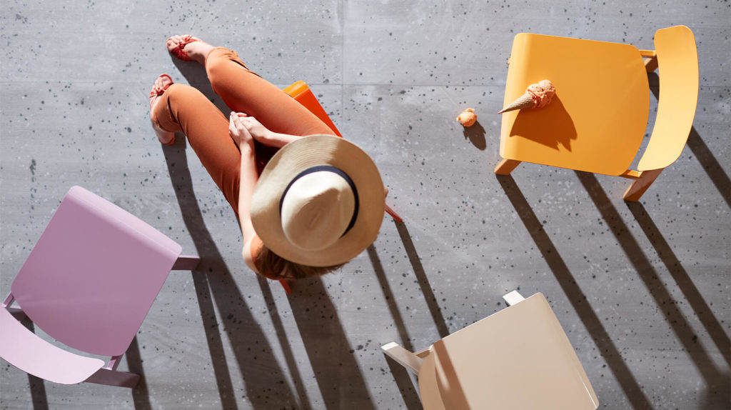 Aerial view of woman with Sadie II Outdoor Chairs.