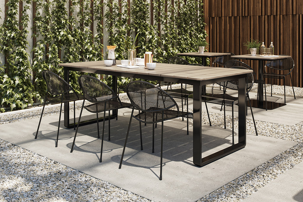 Bowen_Communal_Pedestal_Tables_OutdoorRestaurant__Black_BirchwoodHDPE-Landscape