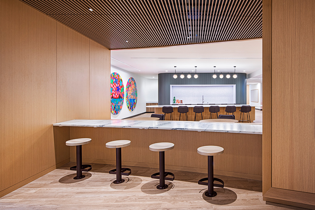 Sally Barstools in the employee kitchen at Rock Ventures headquarters