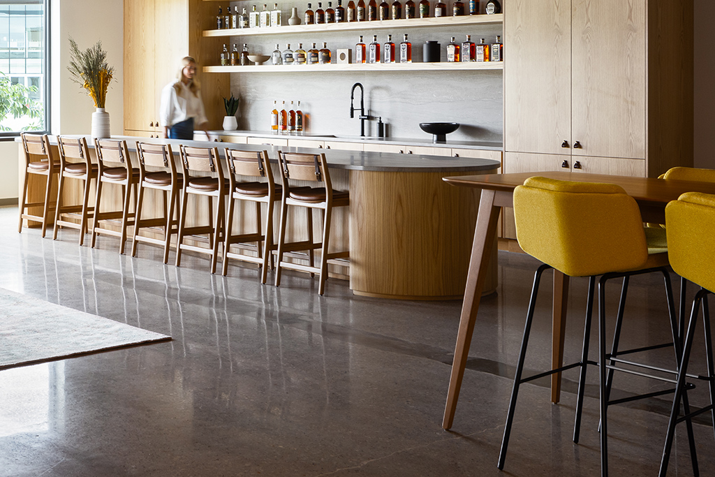 Sigsbee Chairs and Alfred Stools at MGP Ingredients corporate office breakroom