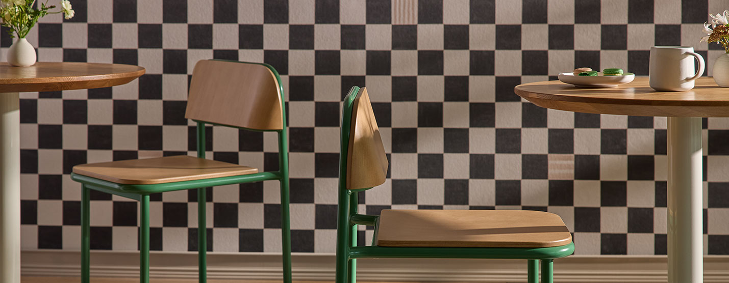 green-nora-chair-onesima-pedestal-table-checkered-wallpaper-banner green-nora-chair-onesima-pedestal-table-checkered-wallpaper-banner