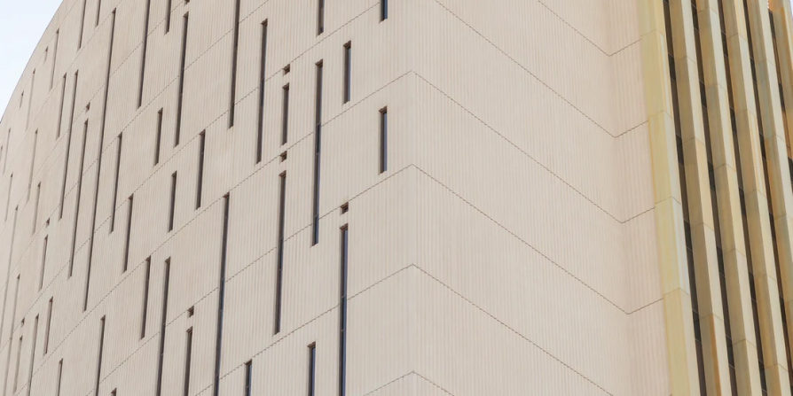 The exterior of the Punchcard Building overlooking Phoenix, AZ.